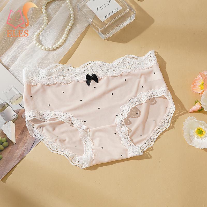 Polka Dot Pure Cotton Panties for Women Retro Cute Lace Trim Pure Cotton Crotchunderwear Soft and Breathable Underpants Hip-hugging Briefs for Women