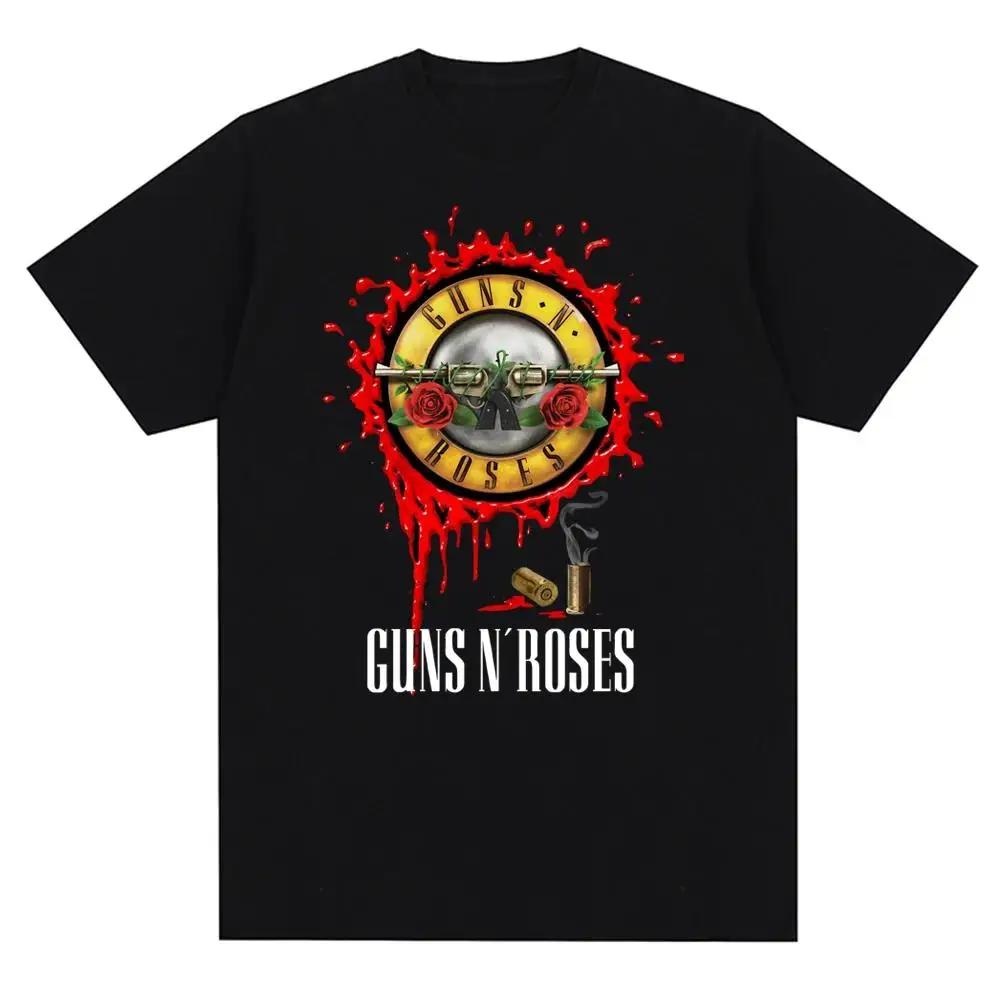 Koszulka z nadrukiem graficznym Guns N Roses Vintage Zespół Rockowy Streetwear Krótki Rękaw Moda Okrągły Dekolt Koszulka Kobiety Mężczyźni Bawełniana Koszulka