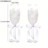 1 Pair Wedding Champagne Glasses Bride And Groom Champagne Flutes Premium Lace Decor Wine Goblet For Bar Pub Club Restaurant And Home Use Drinkware Fo