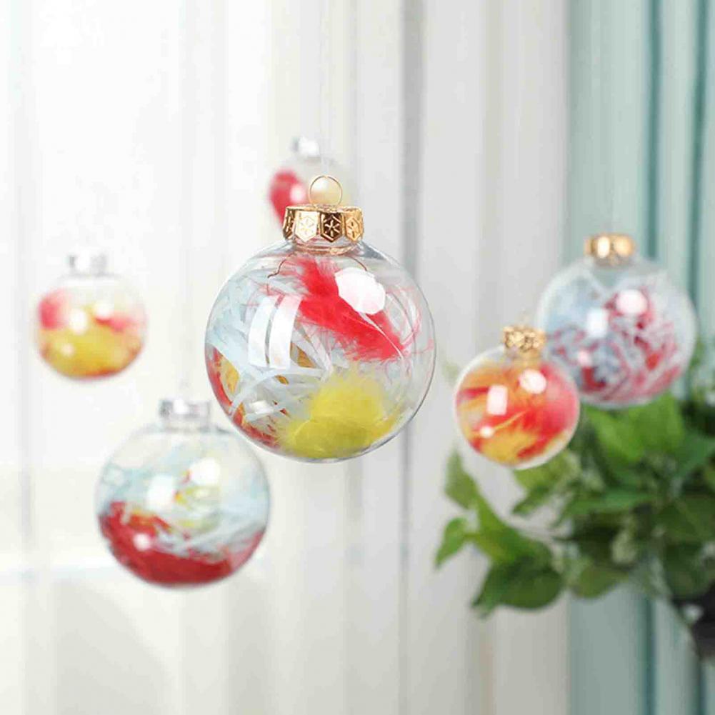 5pcs Perspective Christmas Tree Ball Paintable Christmas Ball with Bottle Cap Minimalist Christmas Clear Ball Home Decoration Navidad