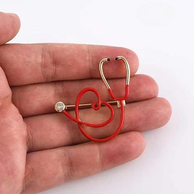 Metal Enamel Stethoscope Brooch Fashion Personality Male Female Doctor Nurse Badge Accessories