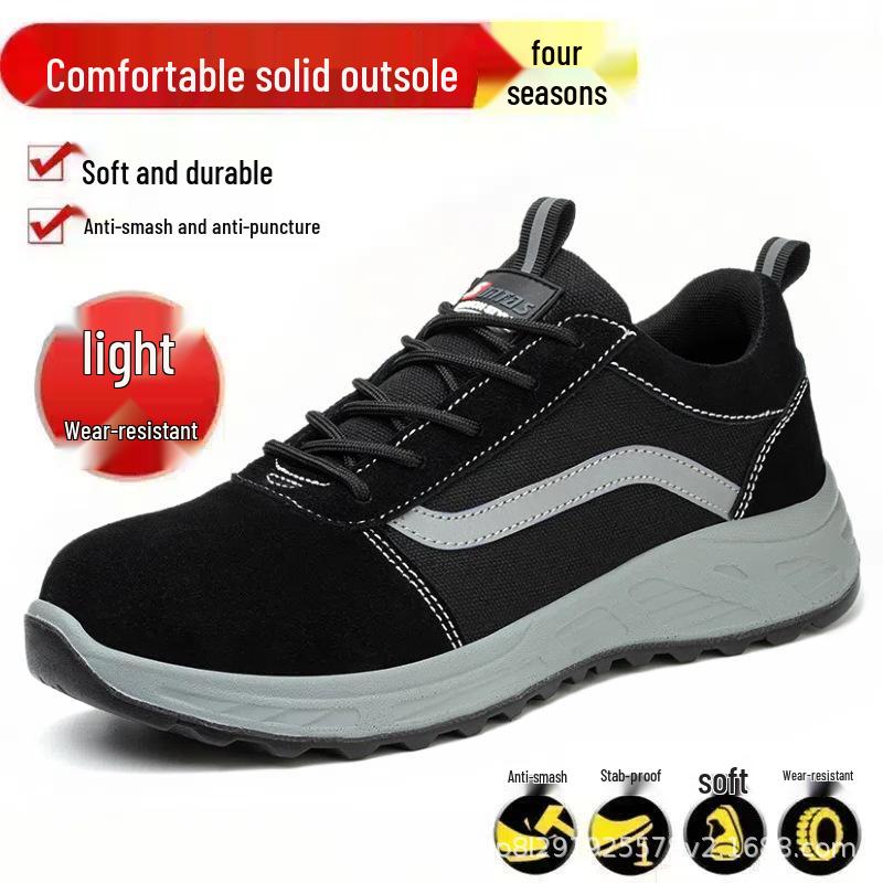 Men's Summer Breathable Steel Toe Safety Work Shoes: Anti-smash, Anti-puncture, Insulated, for Construction Workers