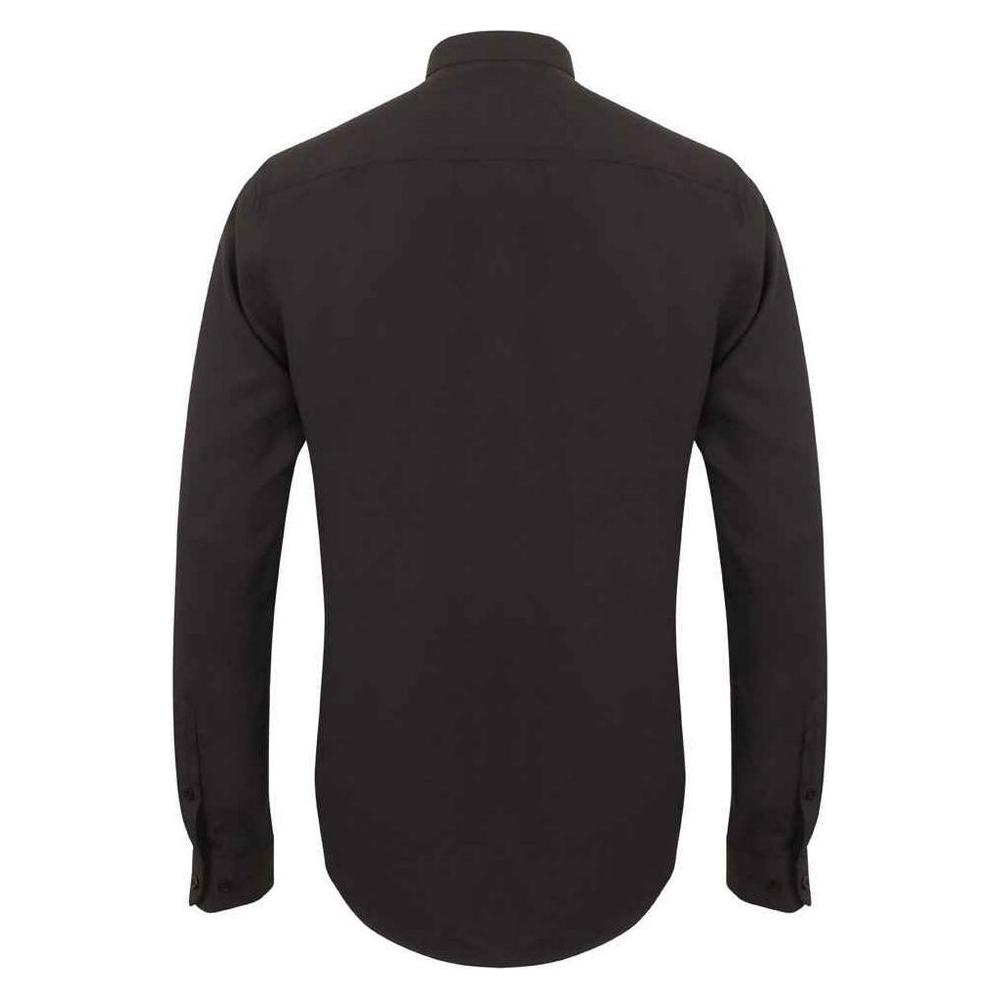Henbury Mens Mandarin Collar Roll Sleeve Shirt