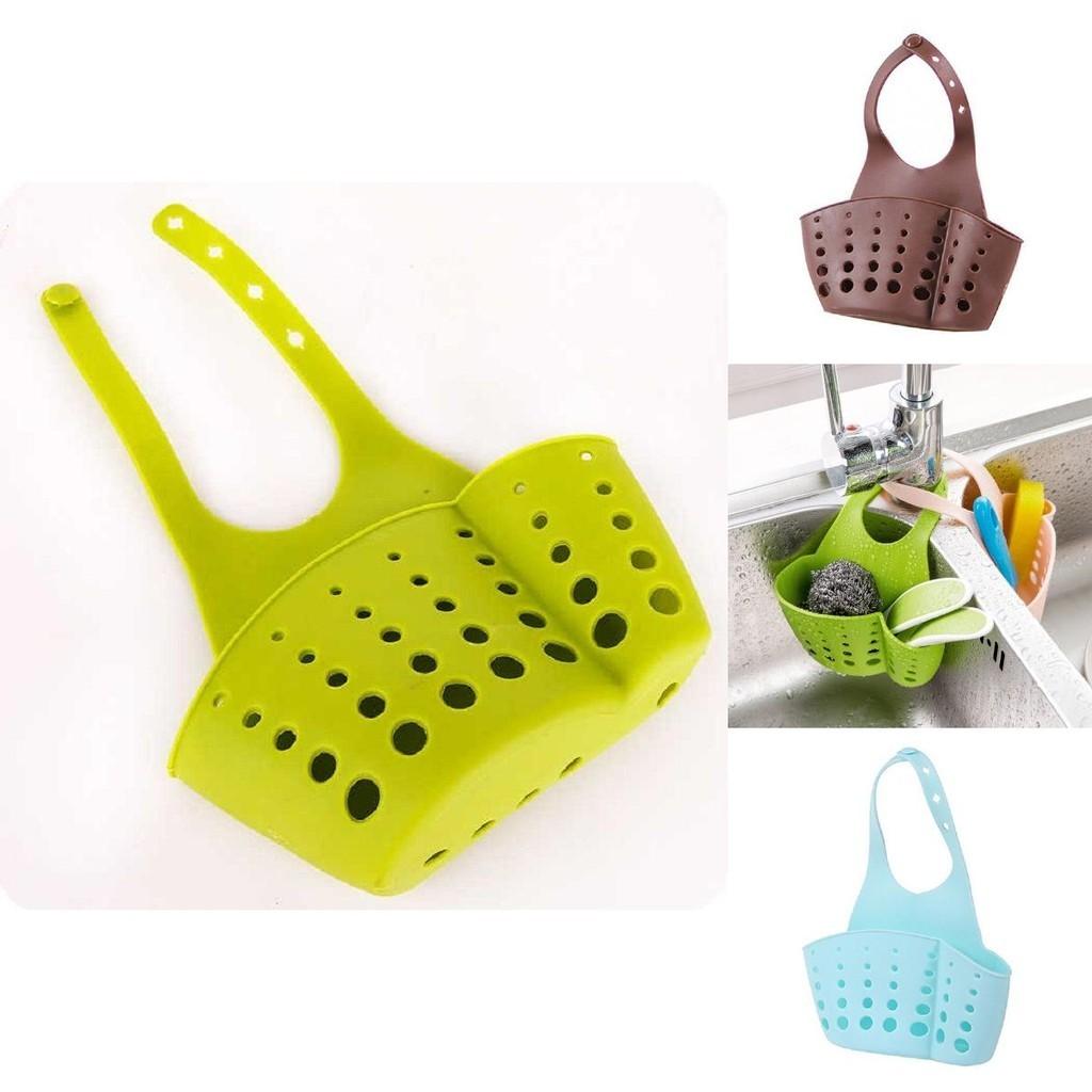 Versatile Kitchen Sink Soap Sponge Holder With Adjustable Strap For Easy Organizing