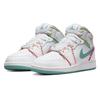 Detské tenisky Air Jordan 1 Mid SE GS Multi Knit Biela Washed-Teal Rush-Ružová DM6218-100