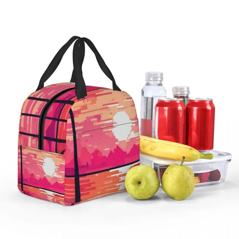 Summer Beach Sunset Palm Tree Design Insulated Lunch Bag for Women Kids Portable Food Boxes Thermal Lunch Box Tote
