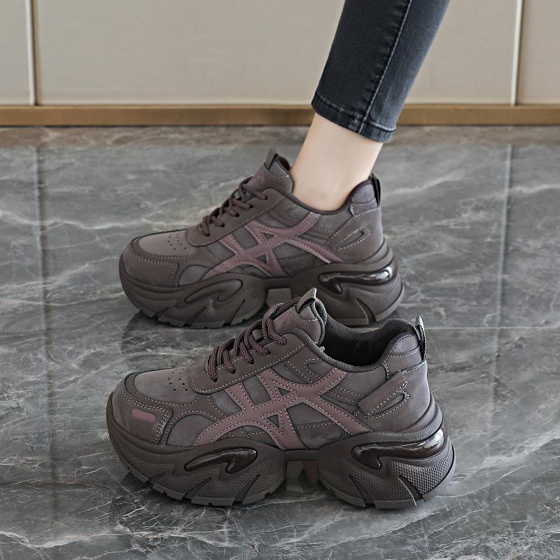 Summer mesh shoes women's breathable thin new platform dad shoes student mesh sneakers increase in height