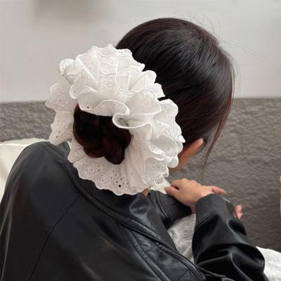 Diadema para Mujer Encaje de Cuatro Capas Adorno Diadema Grande Color Sólido Estilo Francés Cuerda para el Pelo Accesorios para el Cabello
