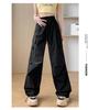 Trendy Pink Workwear Thin High-waisted Loose Casual Straight Pants