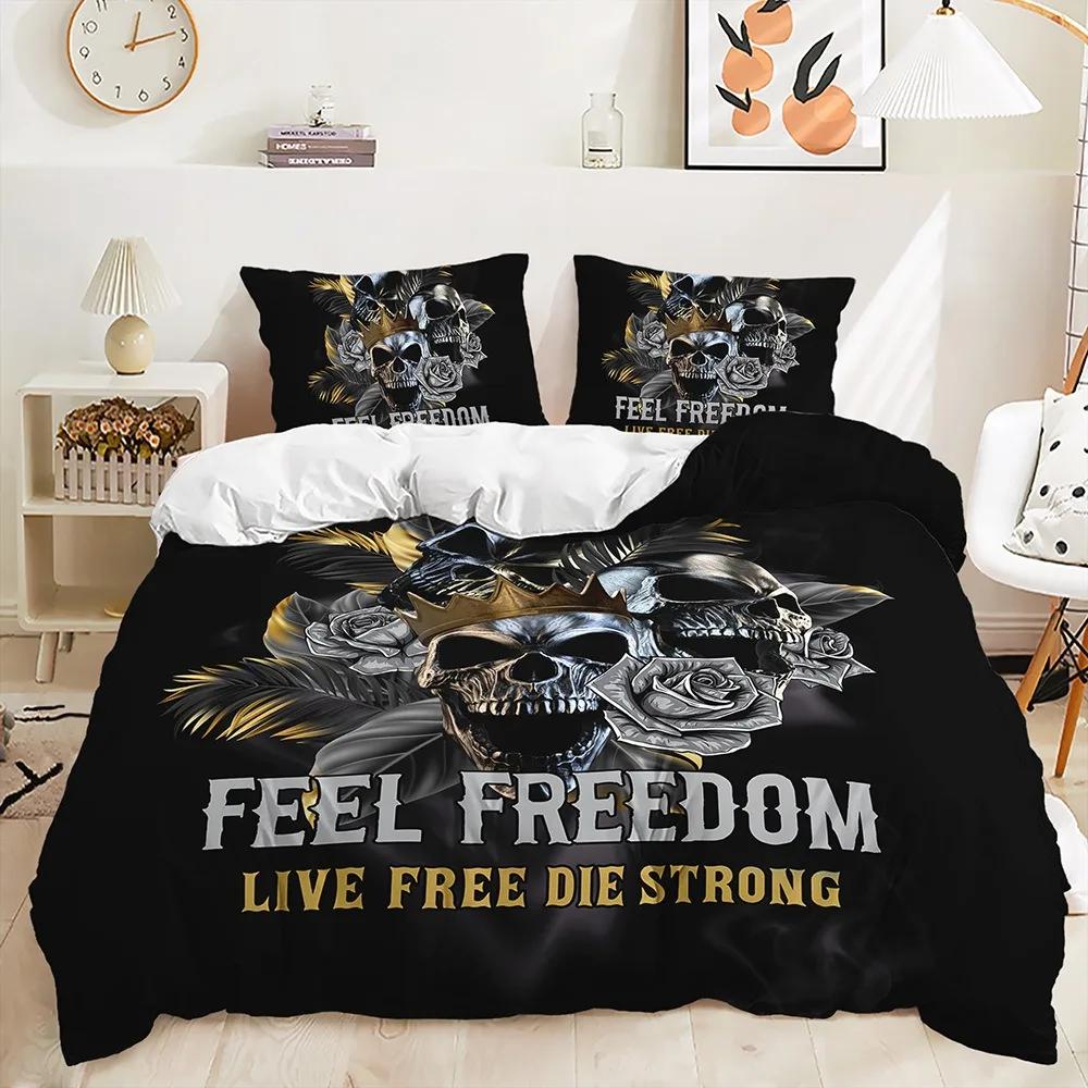 Comforter Rose And Skulls Bedding Set For Kids All Season Twin Full Queen King Size Bed Set Bedroom s Red