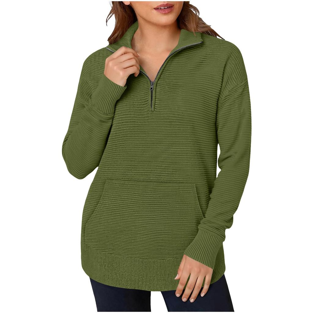 Women's Fashionable Solid Color Hooded Long Sleeved Pocket Pullover Sweatshirt Top