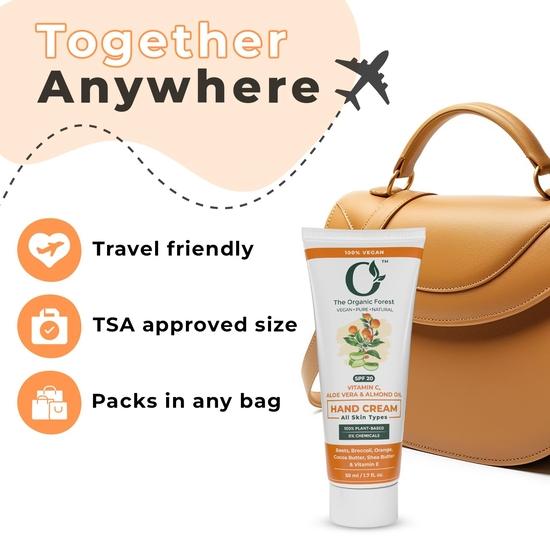 Pflanzliche Vitamin C Handcreme mit Sonnenschutz SPF | Sheabutter, Kakaobutter, Mandelöl, Kokosöl & Aloe Vera - Zur Faltenreduzierung