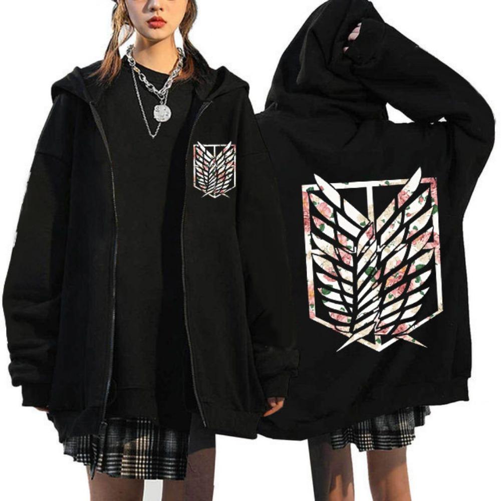 Anime Attack on Titan Poslední sezóna Mikina s kapucí na zip Shingeki No Kyojin Y2k Bundy na zip Mikiny Eren Yeager Manga Streetwear