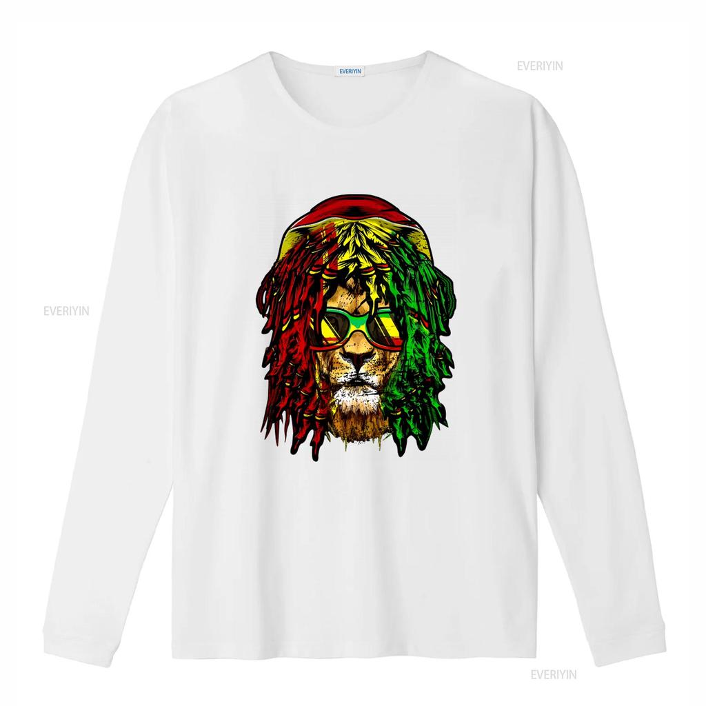 Reggae Lion T Shirt with Dreadlocks Rasta Sunglasses Jamaica Rastafarian Style Print vintage Washed streetwear Versatile Soft
