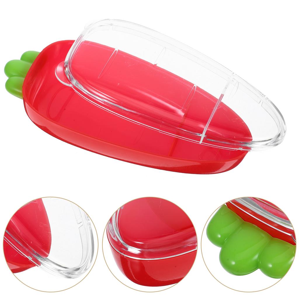 Uppdelad grönsaksskål ABS-plast 2 fack Snacksbehållare Genomskinligt lock Färskhållningslåda Uppdelad grönsaksskål