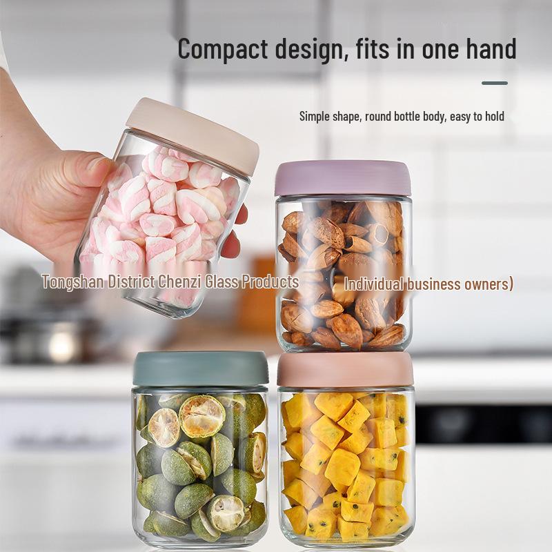 Transparent Glass Storage Jar for Tea, Grains, Snacks, and Nuts.