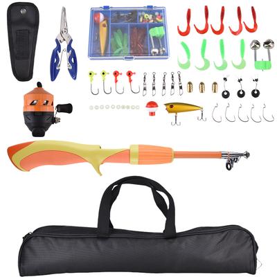 Kids Fishing Pole Set Portable 1.3 Meter Telescopic Fishing Rod and Reel Combo Kit for Boys and