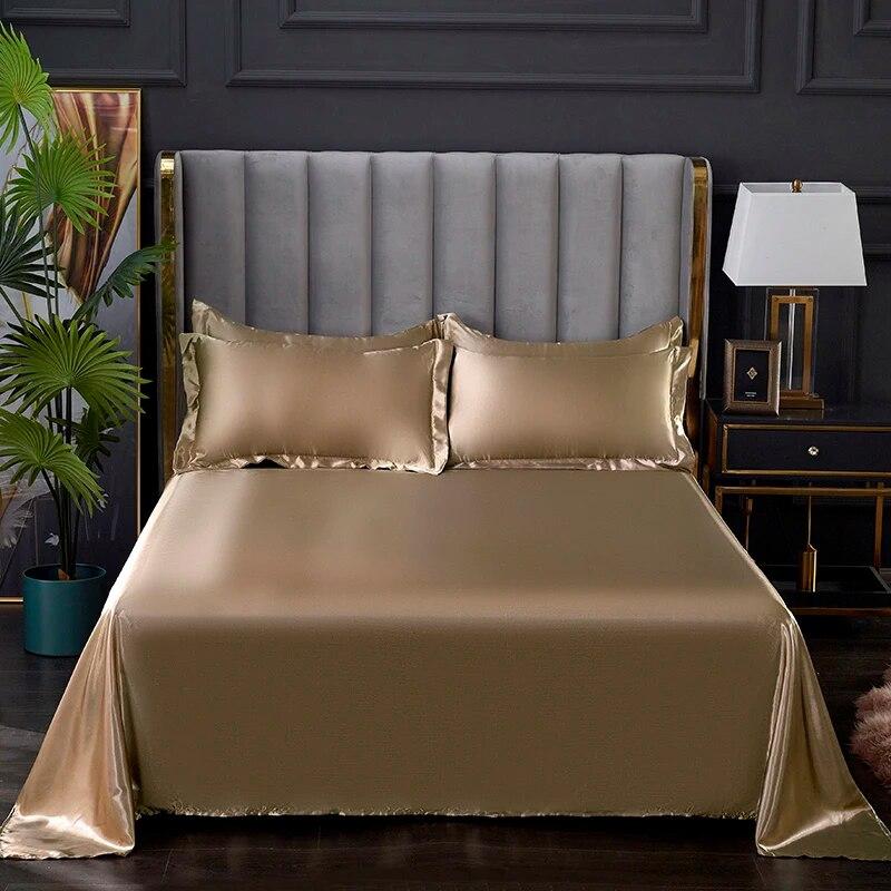Fashionable Rayon Bed Sheets, Solid Color Single Double Bed And A Comfortable And Cool Mattress Cover 240x270cm /200x230cm.
