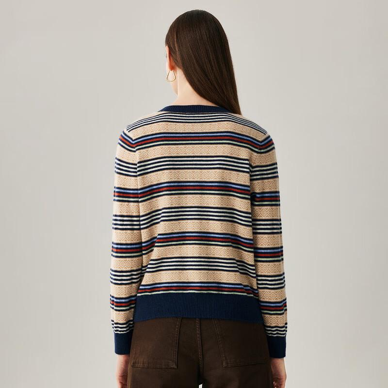 Zhaojun 2025 Autumn/Winter Color Block Stripe Cashmere Cardigan