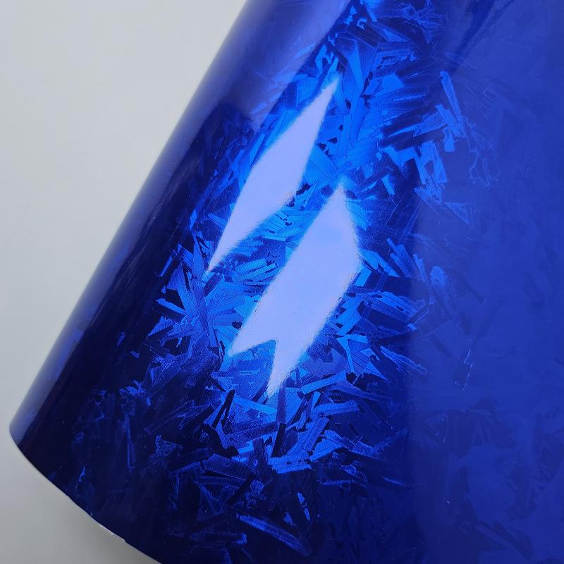 High Glossy Electroplated Forged Carbon Fiber Blue Auto Stickers for Car Wrap Vinyl Decals for Vehicle Car Film Cover Adhesive