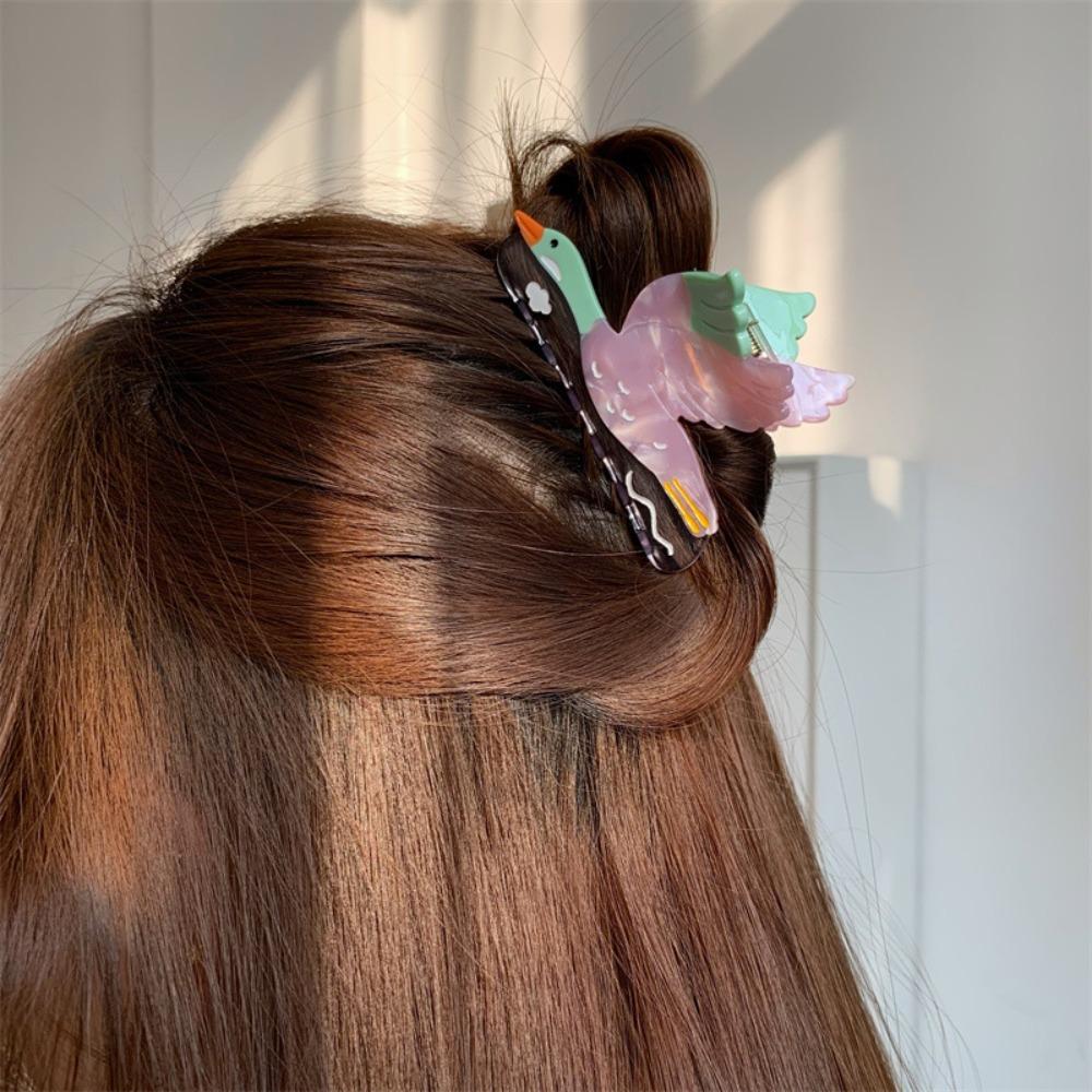 Creative Cartoon Wild Goose Shark Clip Hairpin Vintage Bird Hair Claw Non-slip Acetic Acid Acetate Shark Clip Party