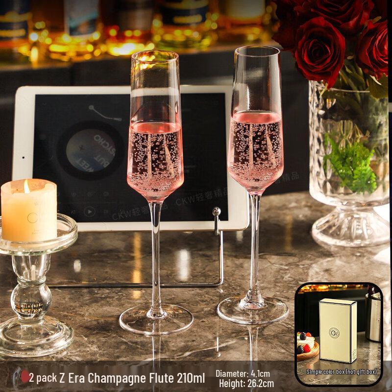 CKW Crystal Champagne and Wine Glass Set