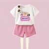 Summer Breathable Waffle Girls Fashion Outfits Kids T Shirt and Shorts 2pcs Sets Sport Running