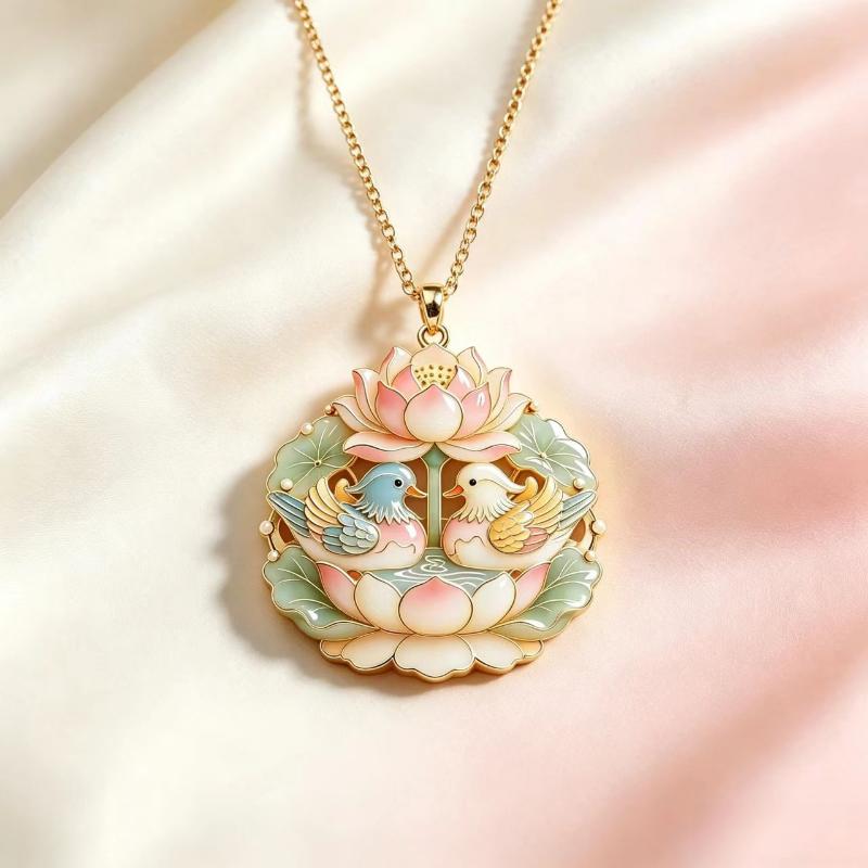 Guanyin Lion Dance Jade Rabbit Mandarin Ducks Pendant Necklace Chinese Modern Aesthetic Jewelry Fashion Gift