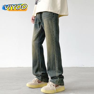 90% Cotton Men's Fashion Oversized 5XL American Y2K Vintage Retro Harajuku Denim Wide Leg Flared Pants Baggy Jeans For Men Streetwear Women