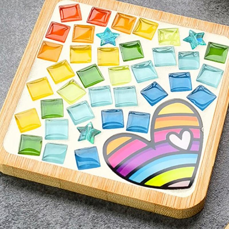 Handmade Diy Mosaic Cup Mat Bottom Bamboo Pad Early Education Free Creation Handicraft Toys