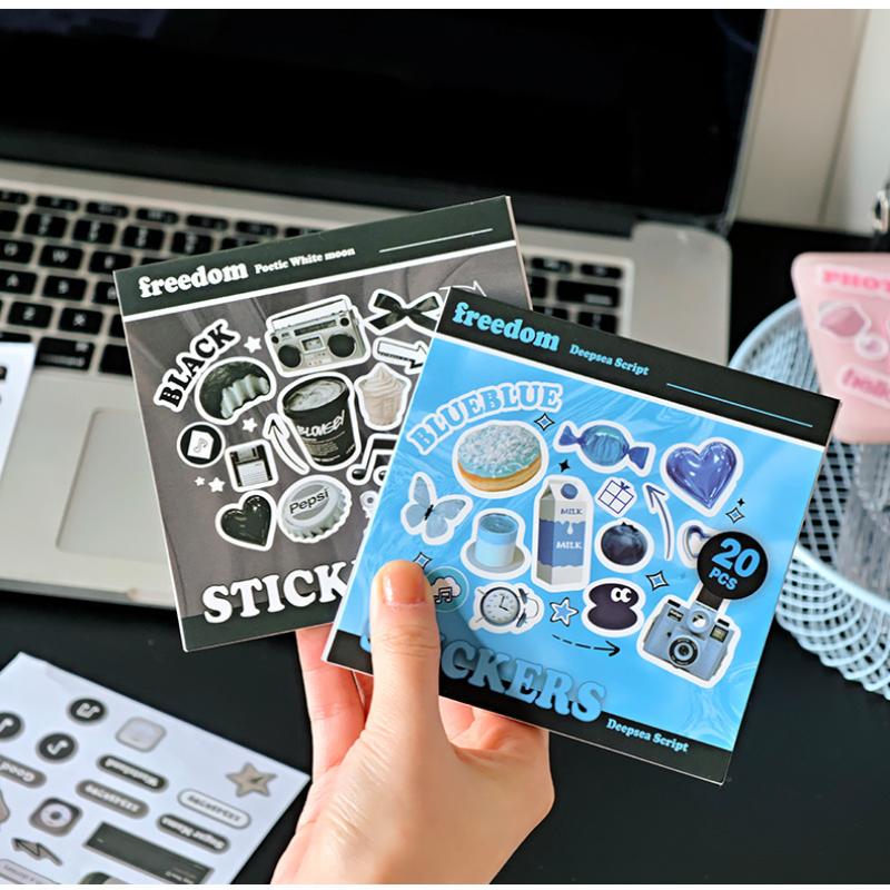 20 Sheets Mini Deco English Cutting-Free Handbook Daily Quotes Series Cut Film Sticker Book Diy Decorative Material Decals