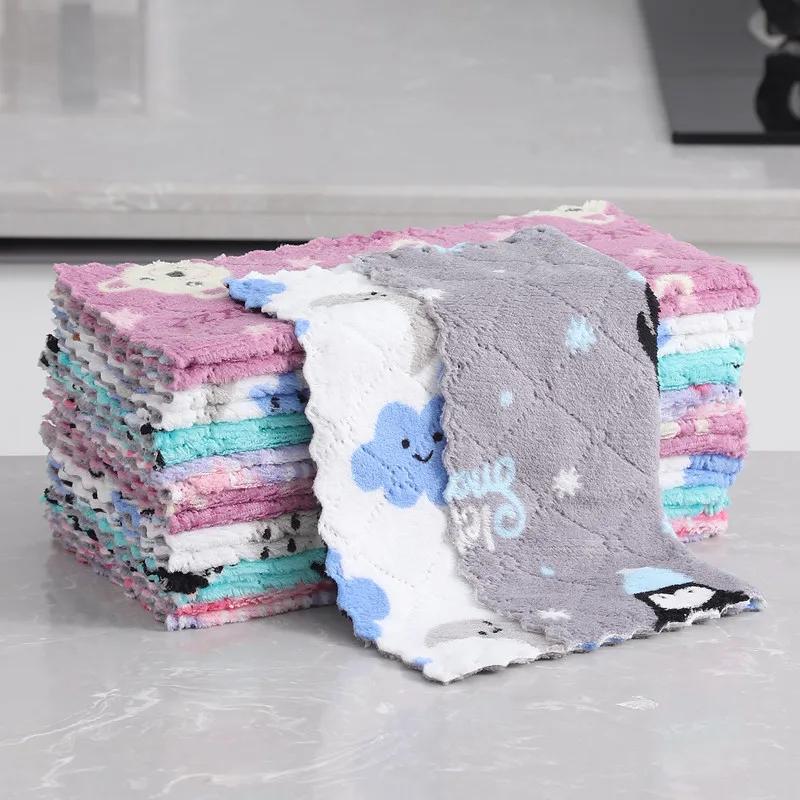 10pcs Microfiber Cleaning Cloth Kitchen Towel Set Dish Towel for Kitchen Items Household Tools Dish Washing Cloth Absorbent Rags 15x25cm