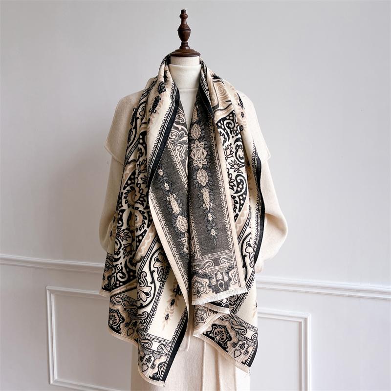 

Women Winter Cashmere Scarf Pashmina Shawls Wraps Design Print Female Thick Warm Scarves Echarpe Thick Blanket Stoles