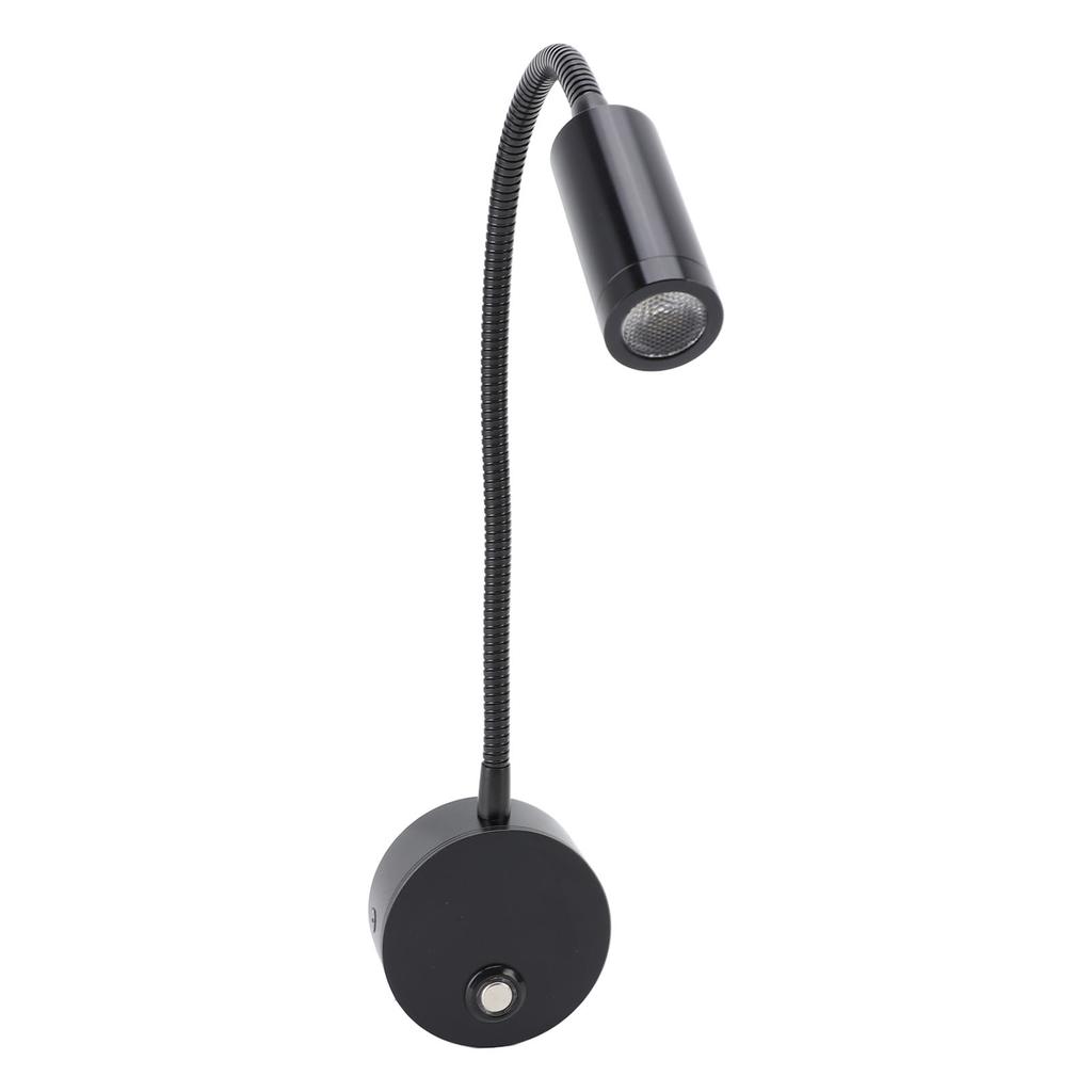 Dimmable RV Reading Light 3 Color Temperature Boat Bedside Flexible Gooseneck Wall Lamp with USB Charging Port 10‑30V Black
