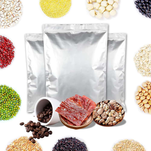 Rice Storage Bags, 5-Pack, 3kg Capacity, Vacuum Storage Containers, Aluminum Zippered Bags for Coffee Beans, Cereal, Nuts, Coffee, Tea, Refrigerator S