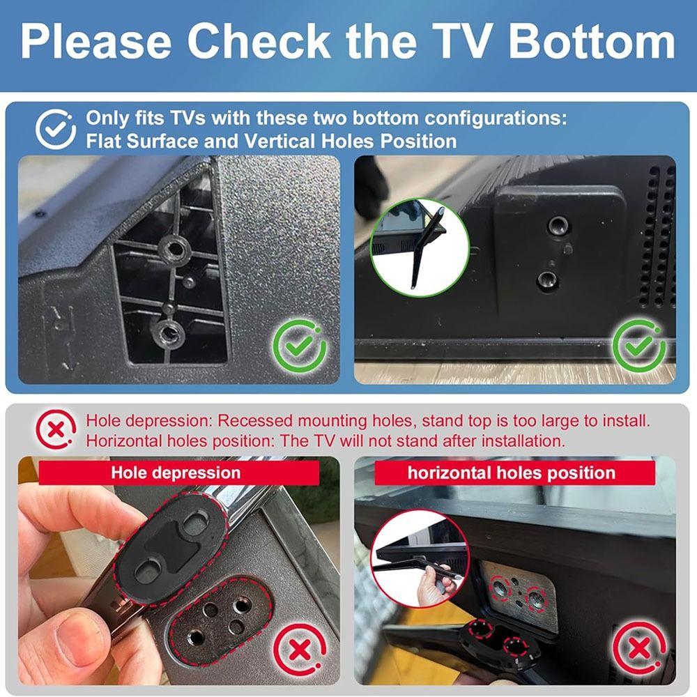Náhradní protiskluzový TV stojan se šrouby Silné nohy TV stojanu Bez vrtání Pevná podpěrná základna Stojan pro TCL/Roku
