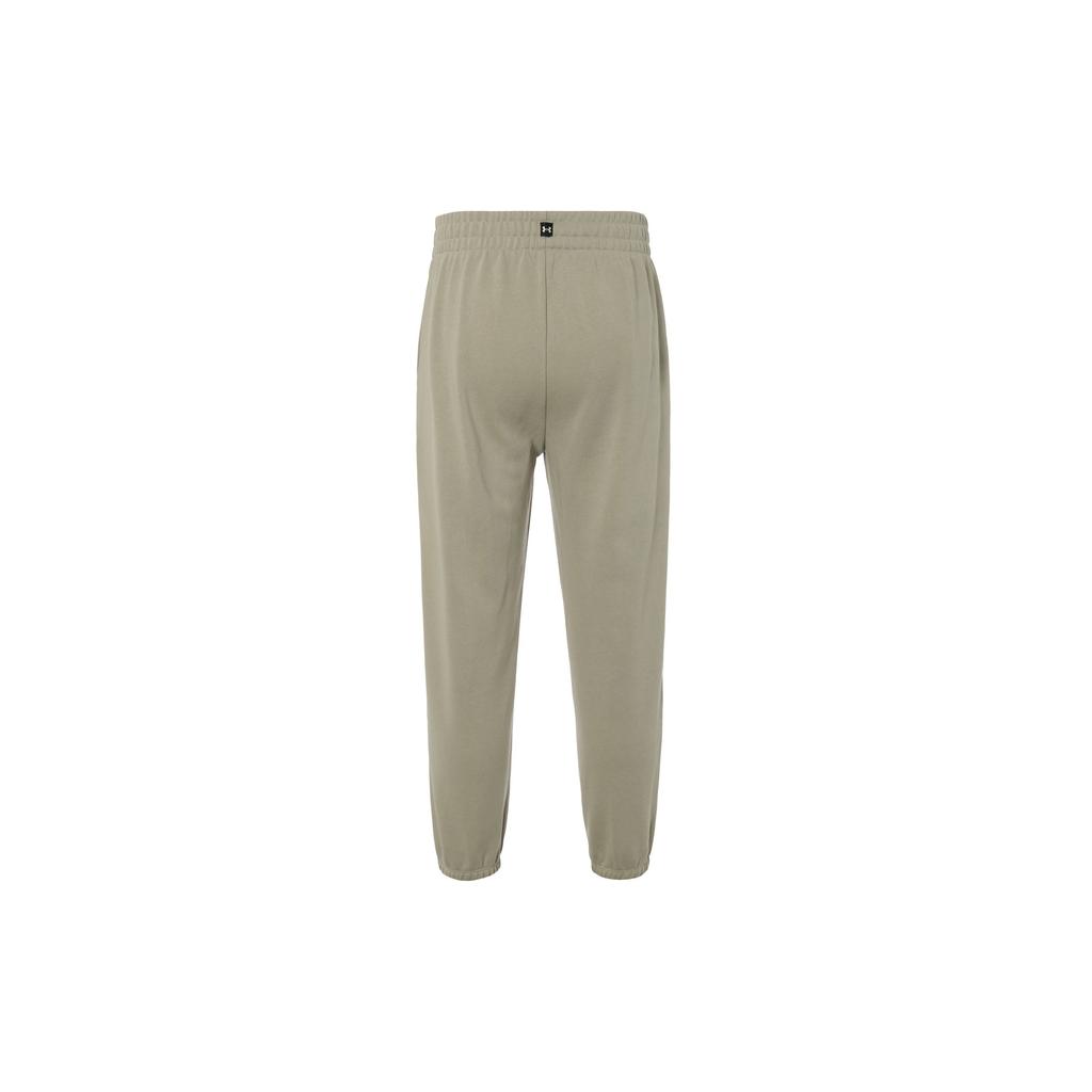 Under Armour Pjt Rock Hw Terry Letter Print Drawstring Mid Waist Cuffed Casual Pants Women Pants Khaki 1383305-203