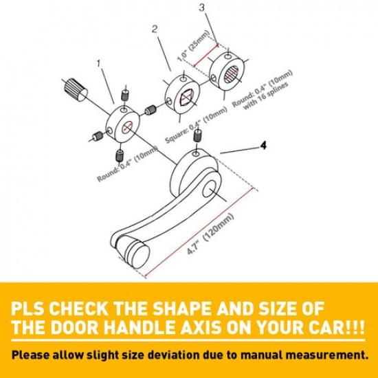 PAIR Black Window Winder Crank Manual Car Handle For Door Honda Civic US