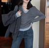 Color-block fake two-piece patchwork knit sweater, new slim autumn/winter slimming long-sleeve sweater base top for women