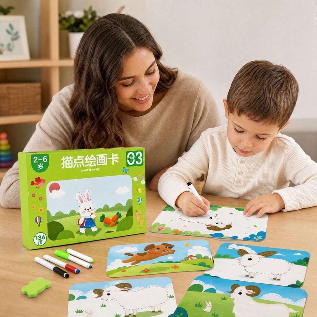 Reusable Clean Pen Control Tracing for Kids with Dot-to-Dot Pages, Preschool Early Learning Educational Toy (136 Pages)