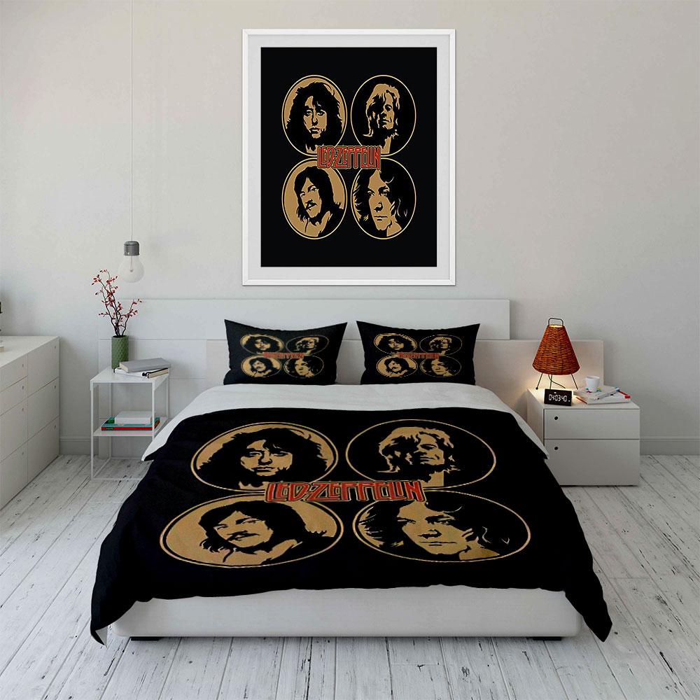 Band Silhouette Design Print Bedding Duvet Cover Set Duvet Cover Pillowcases (1*Duvet Cover 2*Pillowcases, without duvet insert)