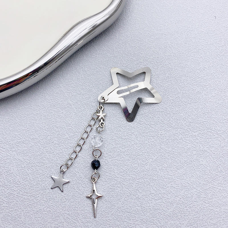 Y2K Sweet Cute Star Fringe Pendent Hair Clip Hairpin For Women Girls Punk Metal Pentagram BB Clips Barrettes Hair Accessories