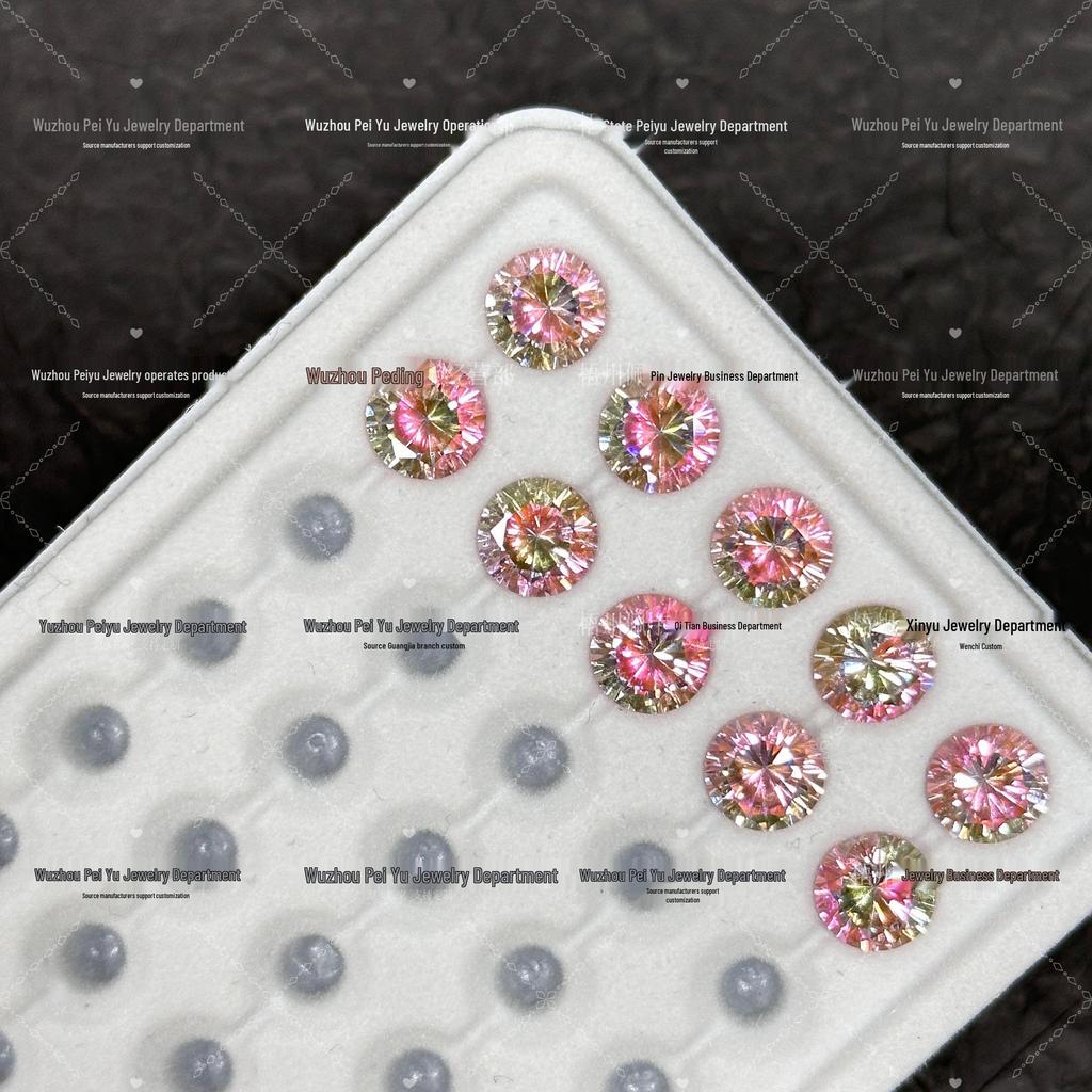 6/8mm Round Gradient Zircon Earrings: Sparkly DIY Nail Art Jewelry with Eight Hearts & Arrows Design