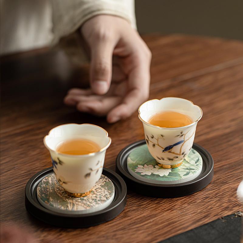 New Chinese Style Bakelite Water Suction Tea Coasters Kung Fu Tea Household Storage Tea Cup Holder Mat Ceremony Accessories