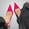 Sexy Slingbacks Woman Pumps Sandals Street Style Elegant Pointed Toe Thin High Heels Stripper Party Ladies Shoes