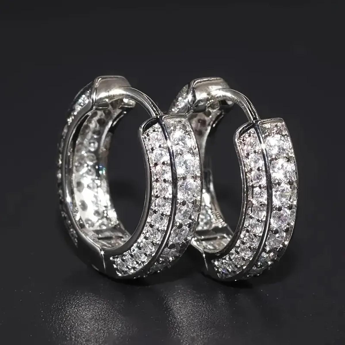 

2026 Couple Earrings Full of Zircon Gold Men s Ear Buckles Trendy Unisex Earrings