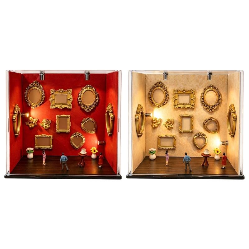 Handcrafted Memory Shadows Box Set with 9 Small Frame and Accessories Elegant Wall Hanging Deck for Home Display