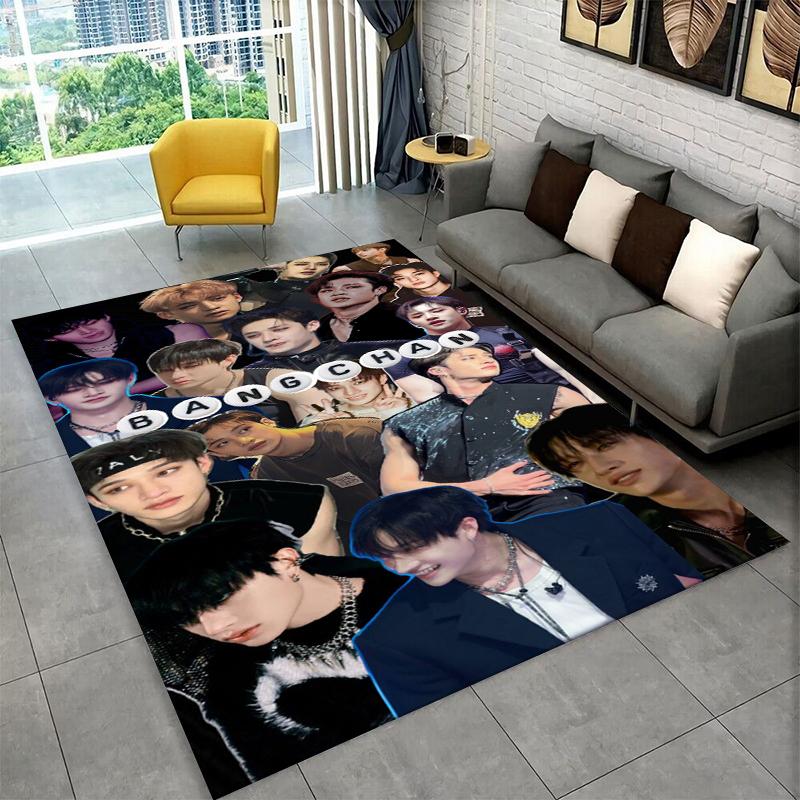 Tappeto Musicale Kpop Bang Chan Stray Kids per Sala Giochi Camera da Letto Soggiorno Divano Arredamento Casa, Tappeto per Area Bambini Tappetino Antiscivolo