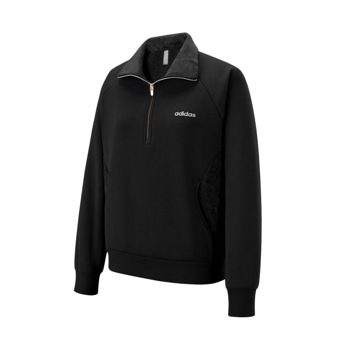 Adidas Comfortable Soft Breathable Warm Polo Collar Spliced Sweatshirt Women sweatshirt KF9666 XS