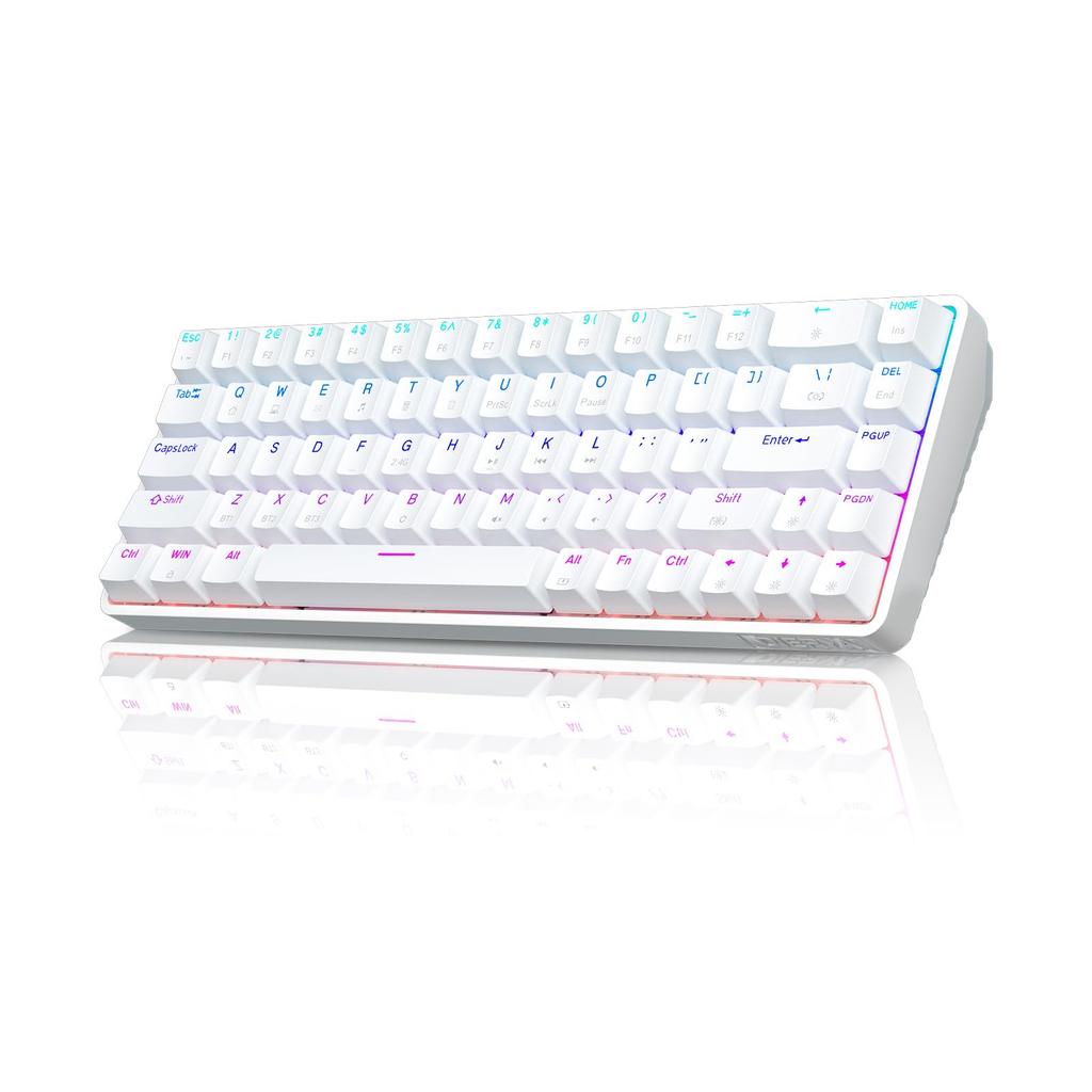 Dierya DK68 Wireless Gaming Keyboard 68 Blue Mechanical RGB Full Key Compatible with English Layout - 2.4G/Bluetooth/USB-C Connection, 60% Layout,